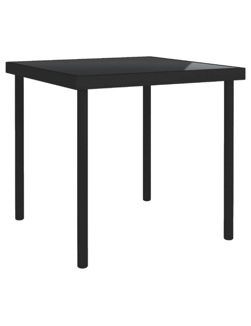 imagem de vidaXL Mesa de jantar para exterior 80x80x72 cm vidro e aço preto1