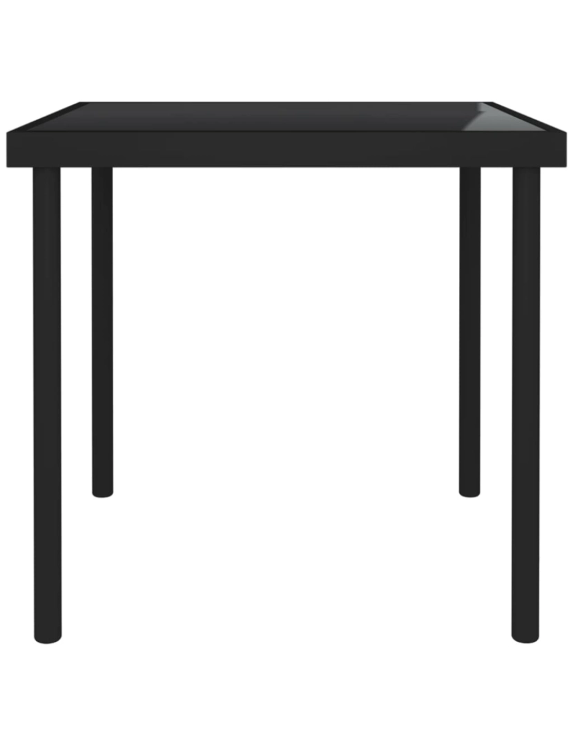 imagem de vidaXL Mesa de jantar para exterior 80x80x72 cm vidro e aço preto3