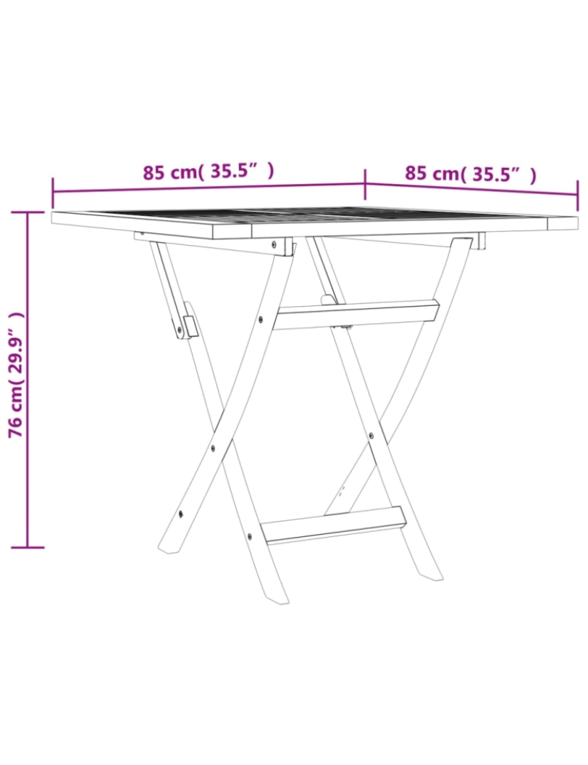 imagem de vidaXL Mesa de jardim dobrável 85x85x76 cm madeira de teca maciça9