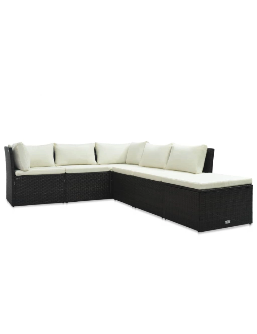 imagem de vidaXL 4 pcs conjunto lounge jardim c/ almofadões vime PE castanho4