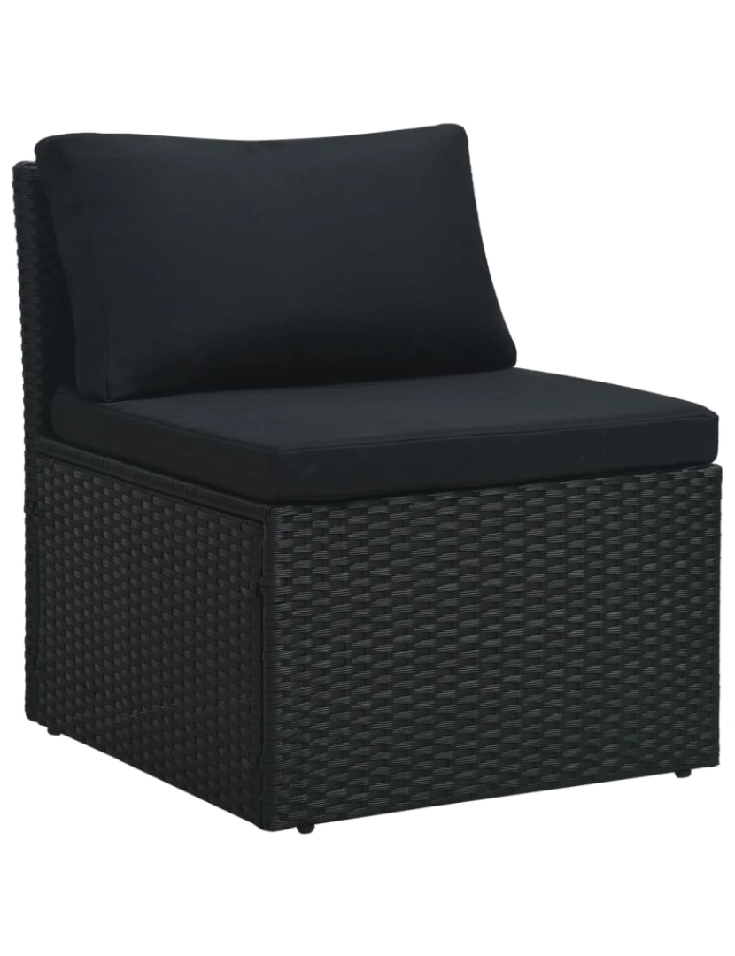 imagem de vidaXL 4 pcs conjunto lounge de jardim c/ almofadões vime PE preto7