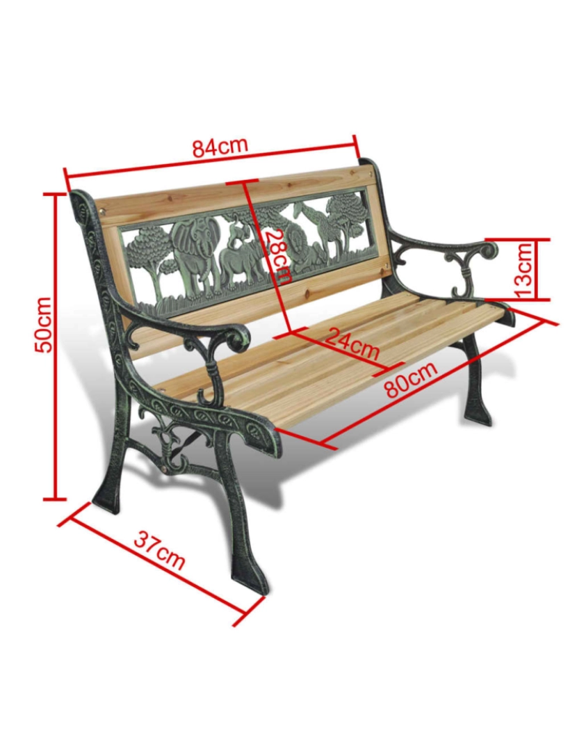 imagem de vidaXL Banco de jardim para crianças 84 cm madeira6