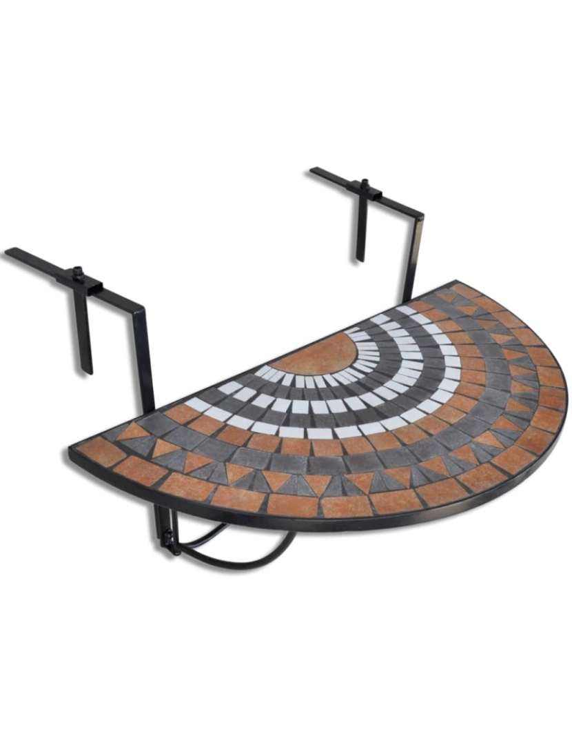 imagem de vidaXL Mesa de varanda suspensa mosaico terracota e branco1