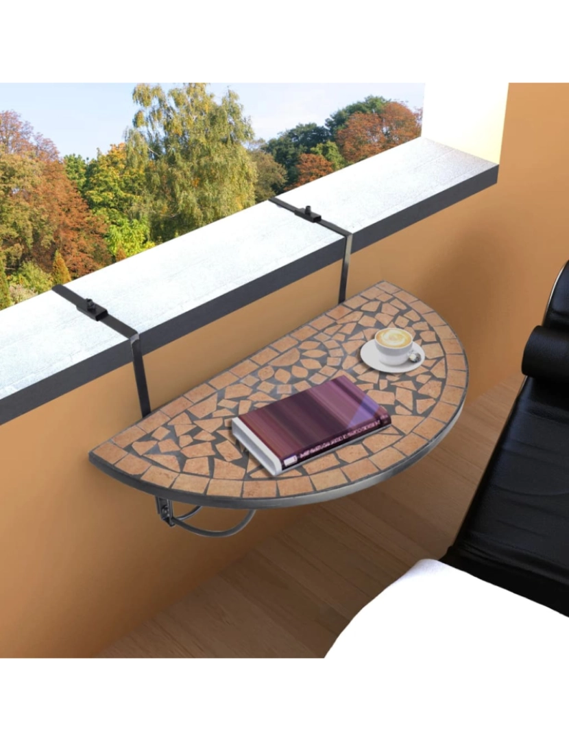 imagem de vidaXL Mesa de varanda suspensa mosaico terracota2