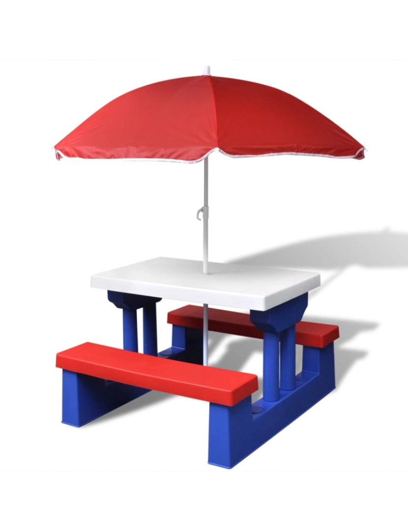 imagem de vidaXL Mesa de piquenique com guarda-chuva para crianças1