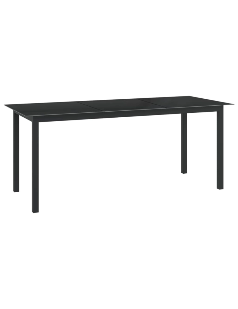 imagem de vidaXL Mesa de jardim em alumínio e vidro 190x90x74 cm preto1