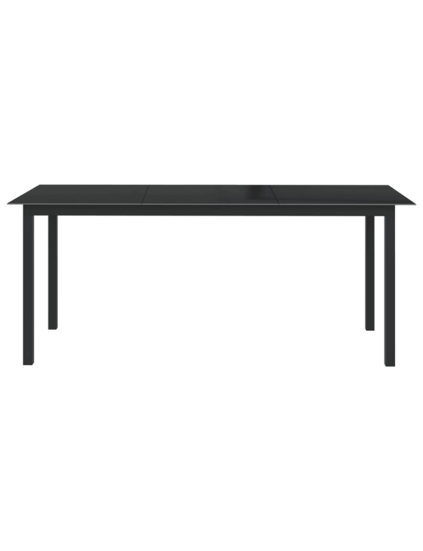 imagem de vidaXL Mesa de jardim em alumínio e vidro 190x90x74 cm preto3