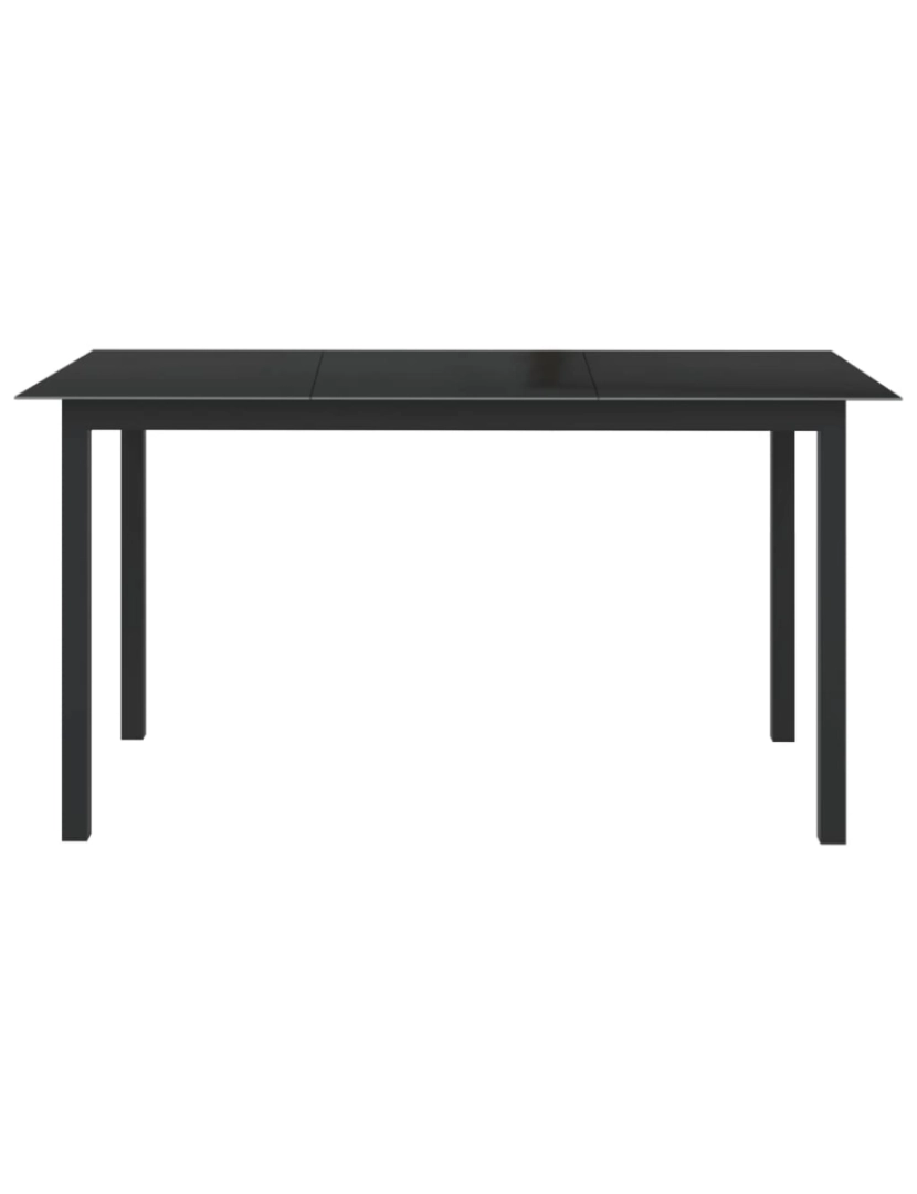 imagem de vidaXL Mesa de jardim em alumínio e vidro 150x90x74 cm preto3