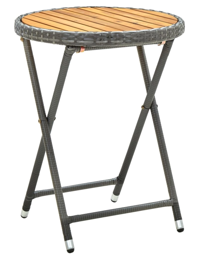 Vidaxl - vidaXL Mesa de chá 60 cm vime PE e madeira de acácia maciça cinzento