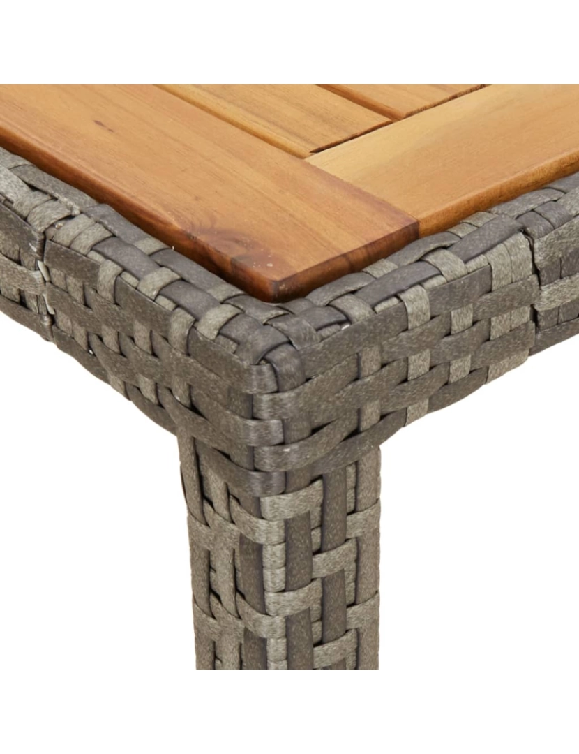 imagem de vidaXL Mesa de jardim 190x90x75 cm vime PE e acácia maciça cinzento6