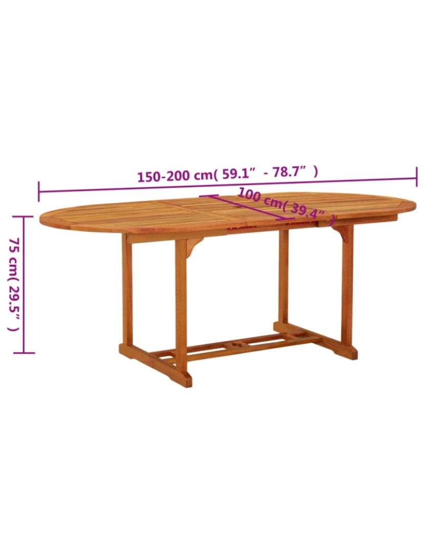 imagem de vidaXL Mesa de jardim 200x100x75 cm madeira de eucalipto maciça11