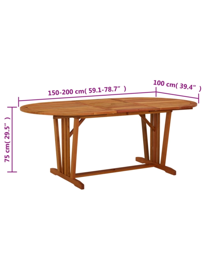 imagem de vidaXL Mesa de jardim 200x100x75 cm madeira de eucalipto maciça10