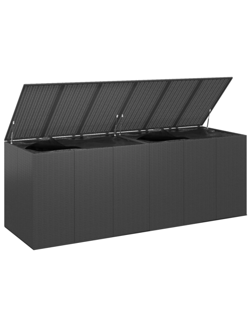 imagem de vidaXL Caixa para almofadões de jardim 291x100,5x104 cm vime PE preto4