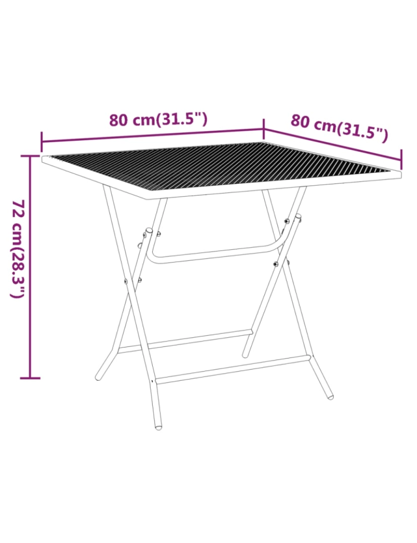 imagem de vidaXL Mesa de jardim 80x80x72 cm malha metal expandido antracite9