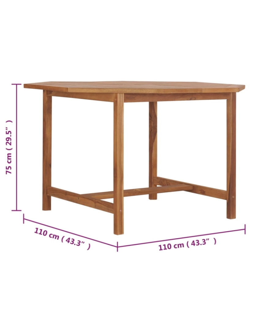 imagem de vidaXL Mesa de jantar p/ jardim 110x110x75 cm madeira de teca maciça8