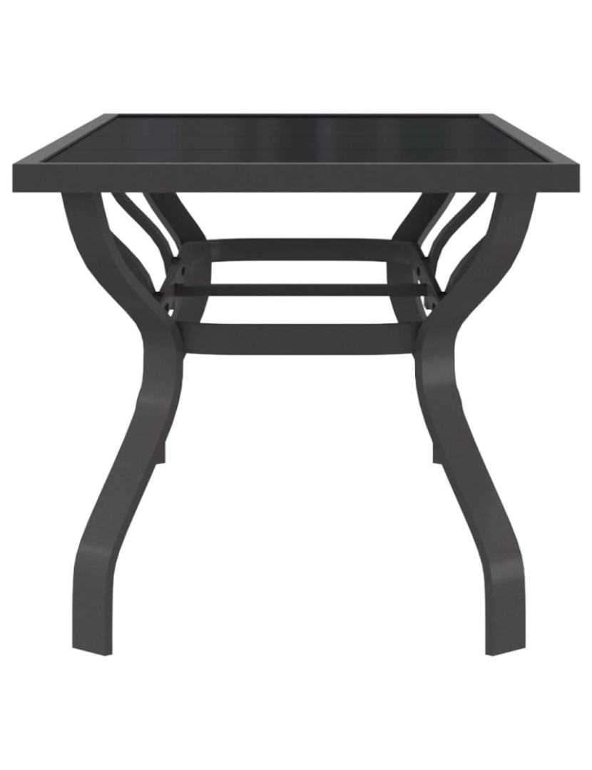 imagem de vidaXL Mesa de jardim 180x80x70 cm aço e vidro cinza/preto5