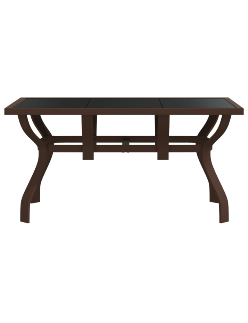 imagem de vidaXL Mesa de jardim 140x70x70 cm aço e vidro castanho/preto4