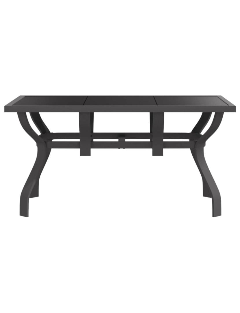 imagem de vidaXL Mesa de jardim 140x70x70 cm aço e vidro cinza/preto4