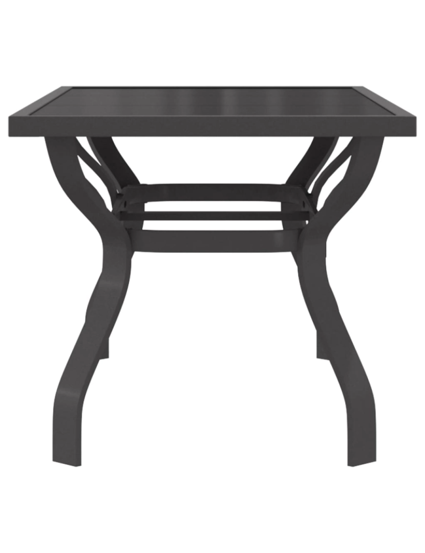 imagem de vidaXL Mesa de jardim 140x70x70 cm aço e vidro cinza/preto5