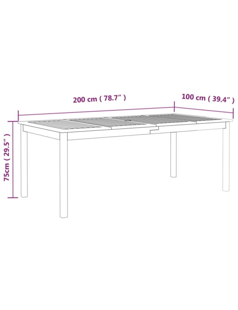 imagem de vidaXL Mesa de jardim 200x100x75 cm madeira de acácia maciça cinzento8