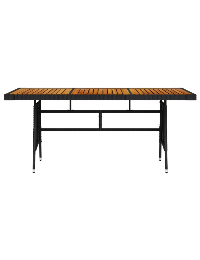 imagem de vidaXL Mesa de jardim 160x70x72 cm vime PE e acácia maciça preto3