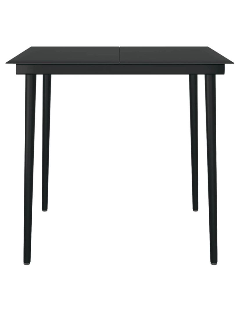 imagem de vidaXL Mesa de jantar para jardim 80x80x74 cm aço e vidro preto4