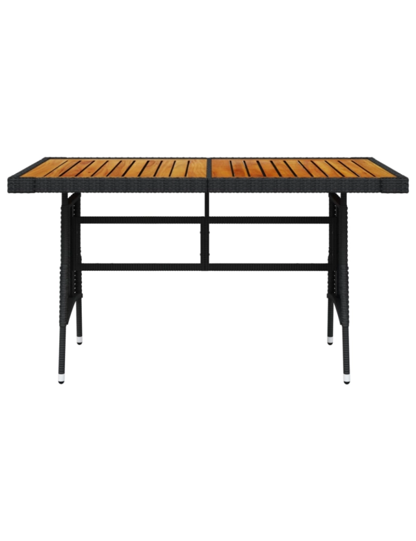 imagem de vidaXL Mesa de jardim 130x70x72 cm vime PE e acácia maciça preto3