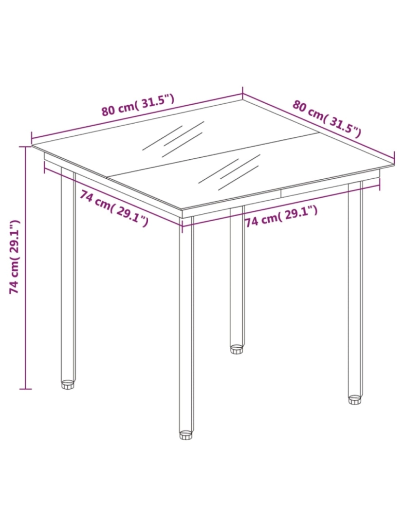 imagem de vidaXL Mesa de jantar para jardim 80x80x74 cm aço e vidro preto6