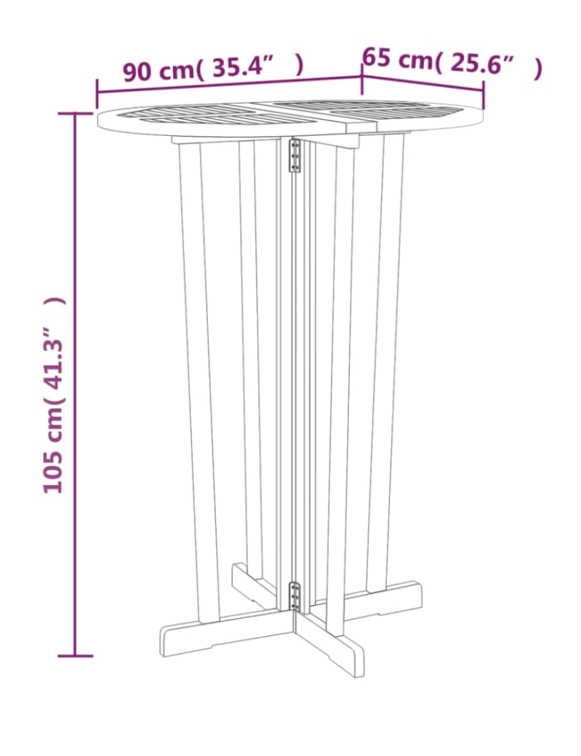 imagem de vidaXL Mesa de bar dobrável 90x65x105 cm madeira de teca maciça9