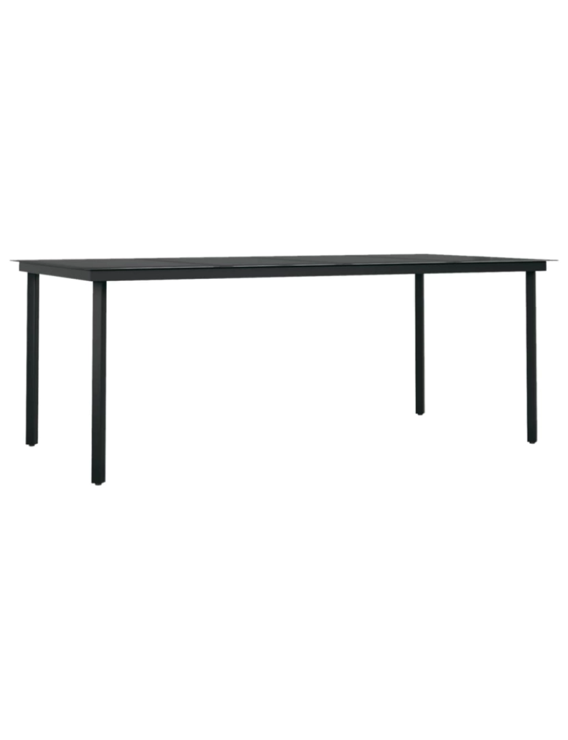 imagem de vidaXL Mesa de jantar para jardim 200x100x74 cm aço e vidro preto1