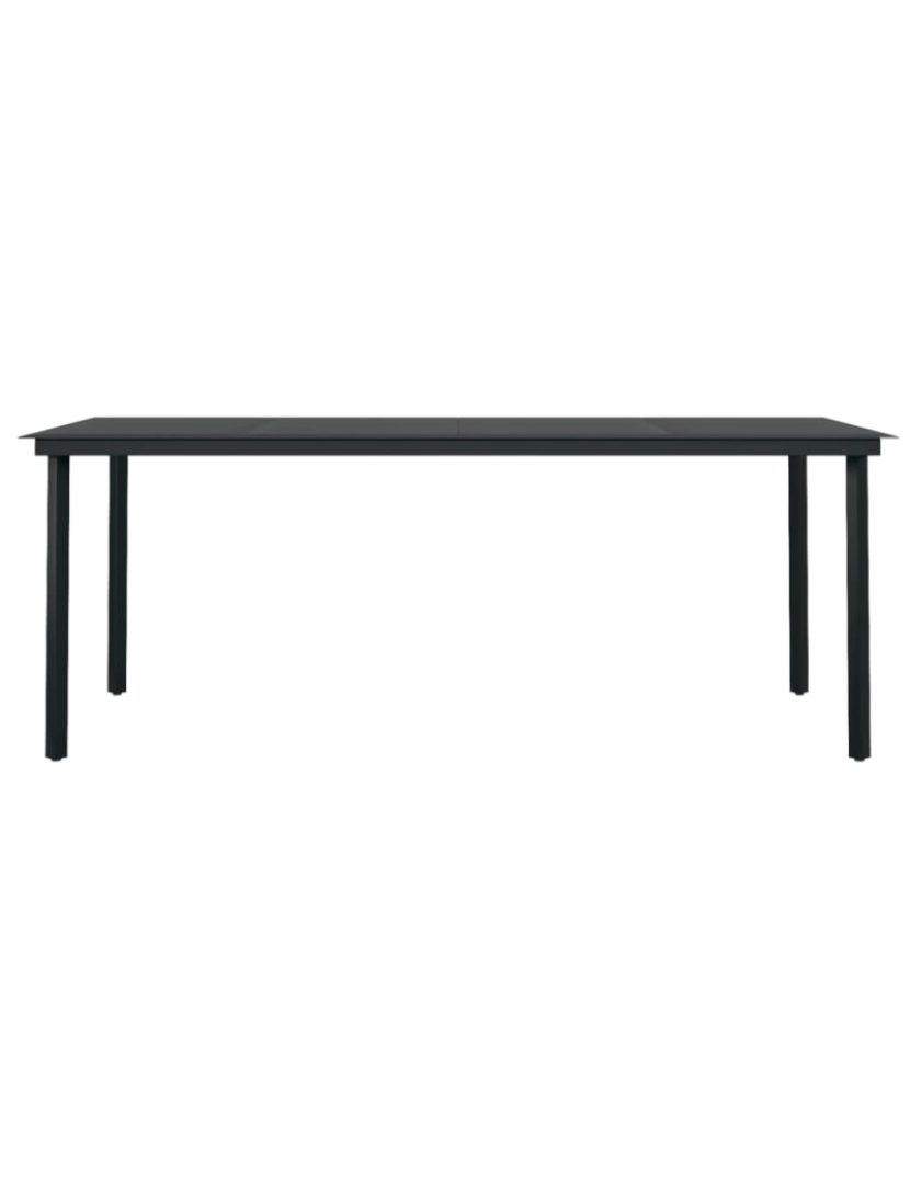 imagem de vidaXL Mesa de jantar para jardim 200x100x74 cm aço e vidro preto4