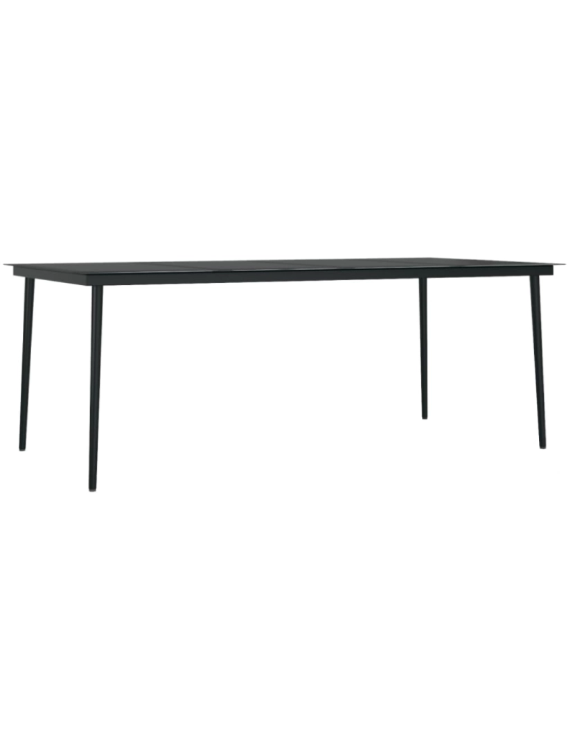 imagem de vidaXL Mesa de jantar para jardim 200x100x74 cm aço e vidro preto1