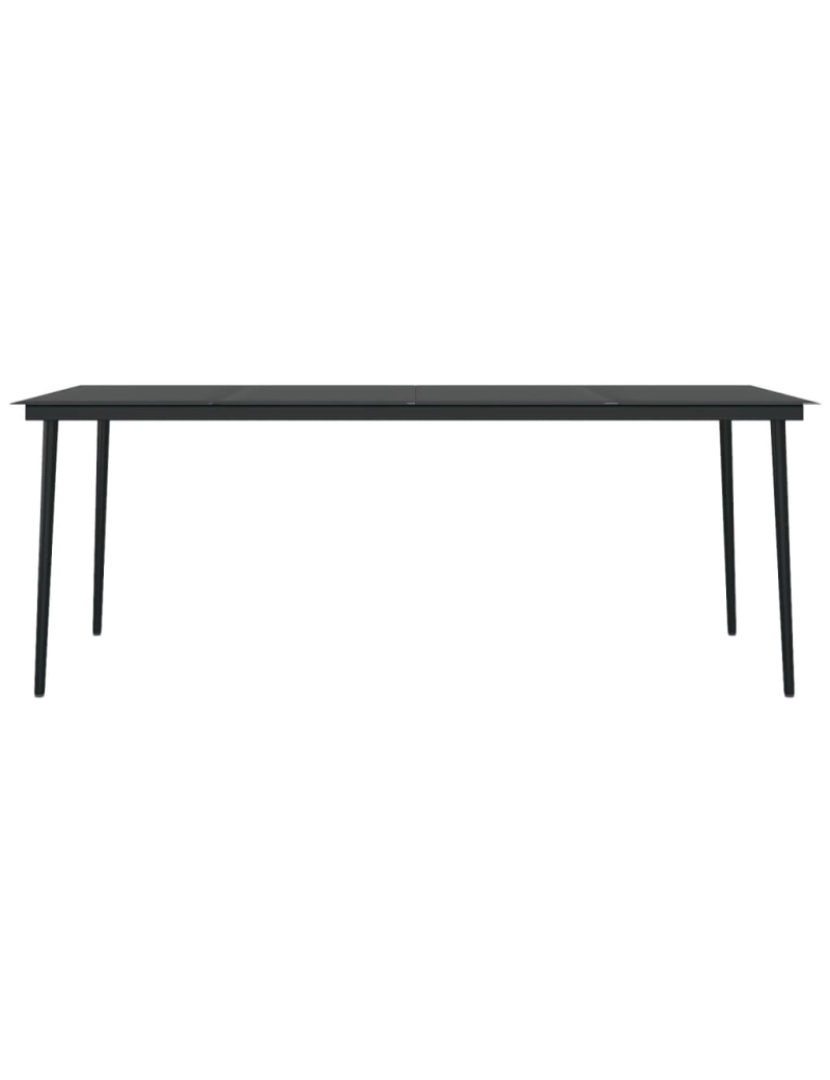 imagem de vidaXL Mesa de jantar para jardim 200x100x74 cm aço e vidro preto4