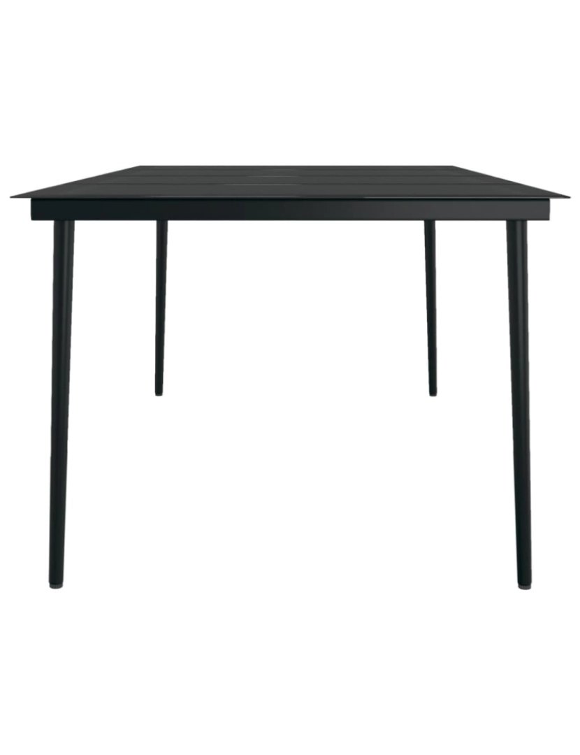 imagem de vidaXL Mesa de jantar para jardim 200x100x74 cm aço e vidro preto5