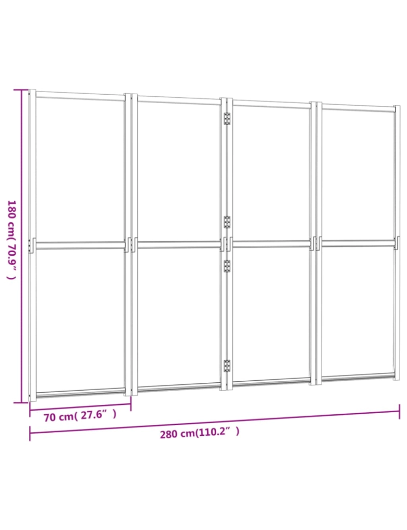 imagem de vidaXL Divisória/biombo com 4 painéis 280x180 cm preto8