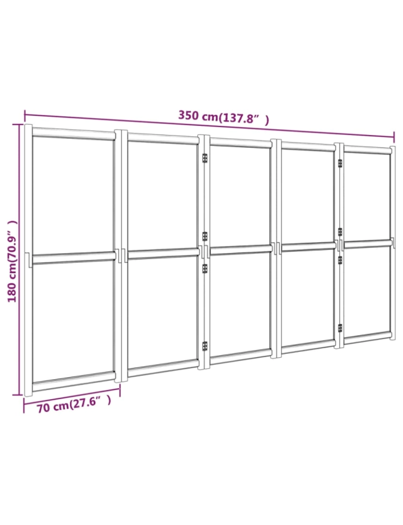 imagem de vidaXL Divisória/biombo com 5 painéis 350x180 cm branco nata10