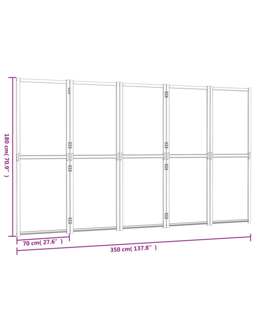 imagem de vidaXL Divisória/biombo com 5 painéis 350x180 cm branco nata8