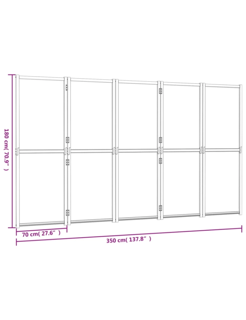 imagem de vidaXL Divisória/biombo com 5 painéis 350x180 cm preto8