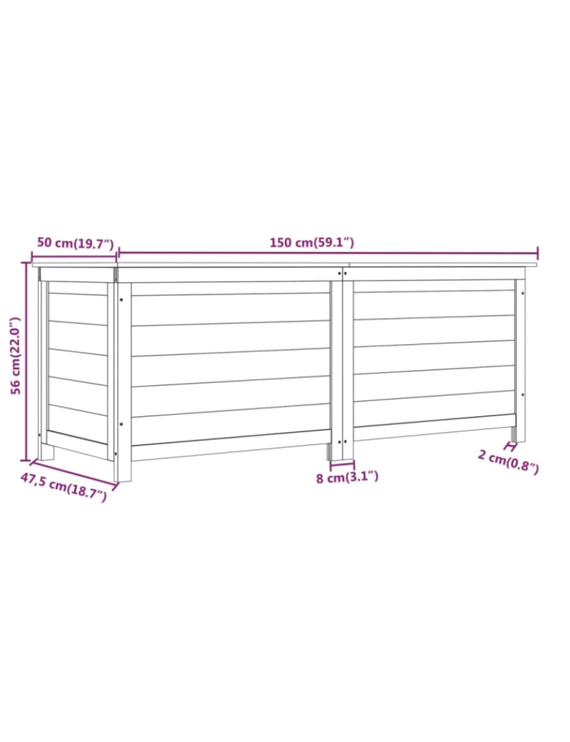 imagem de vidaXL Caixa p/ almofadões exterior 150x50x56cm abeto maciço antracite8