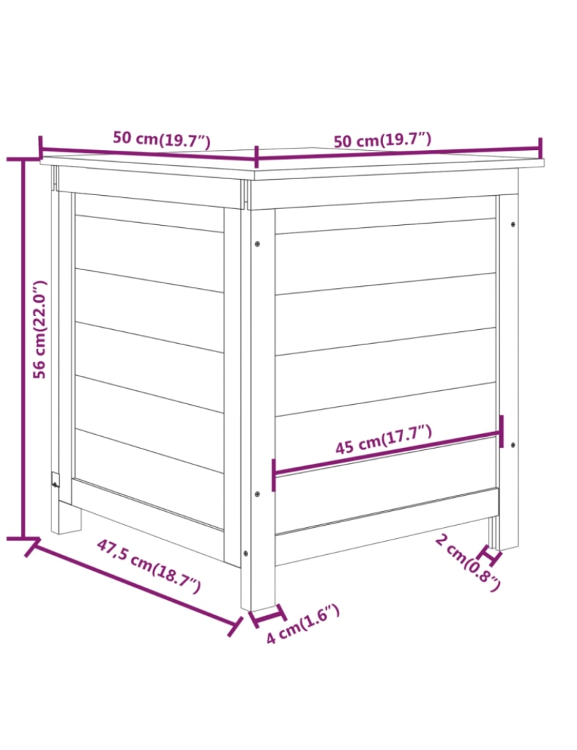 imagem de vidaXL Caixa para almofadões de exterior 50x50x56 cm abeto maciço8