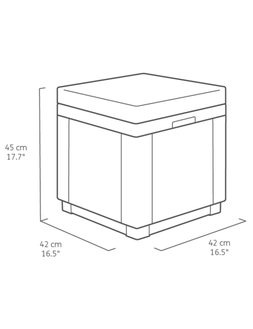imagem de Keter Pufe de arrumação em forma de cubo com almofadão grafite6