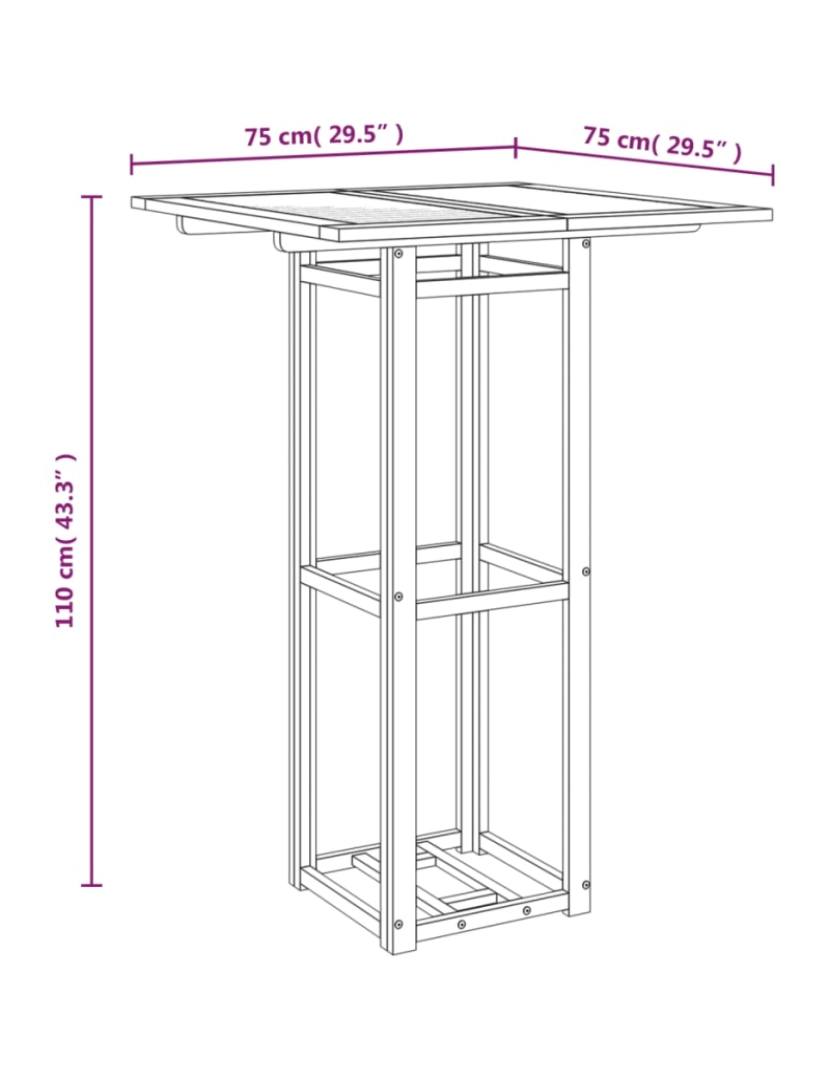 imagem de vidaXL Mesa de bistrô 75x75x110 cm madeira de acácia maciça9
