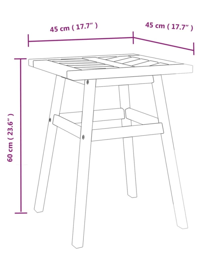 imagem de vidaXL Mesa de apoio 45x45x60 cm madeira de acácia maciça8