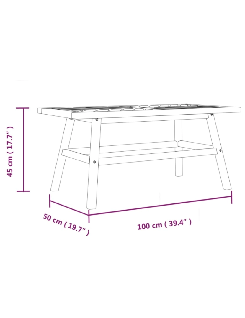 imagem de vidaXL Mesa de centro 100x50x45 cm madeira de acácia maciça8