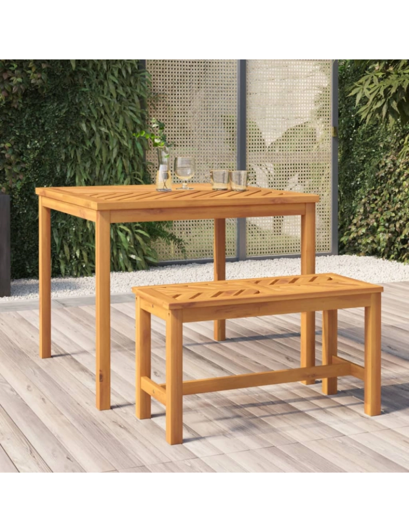 imagem de vidaXL Mesa de jantar para jardim 90x90x74 cm madeira de acácia maciça2