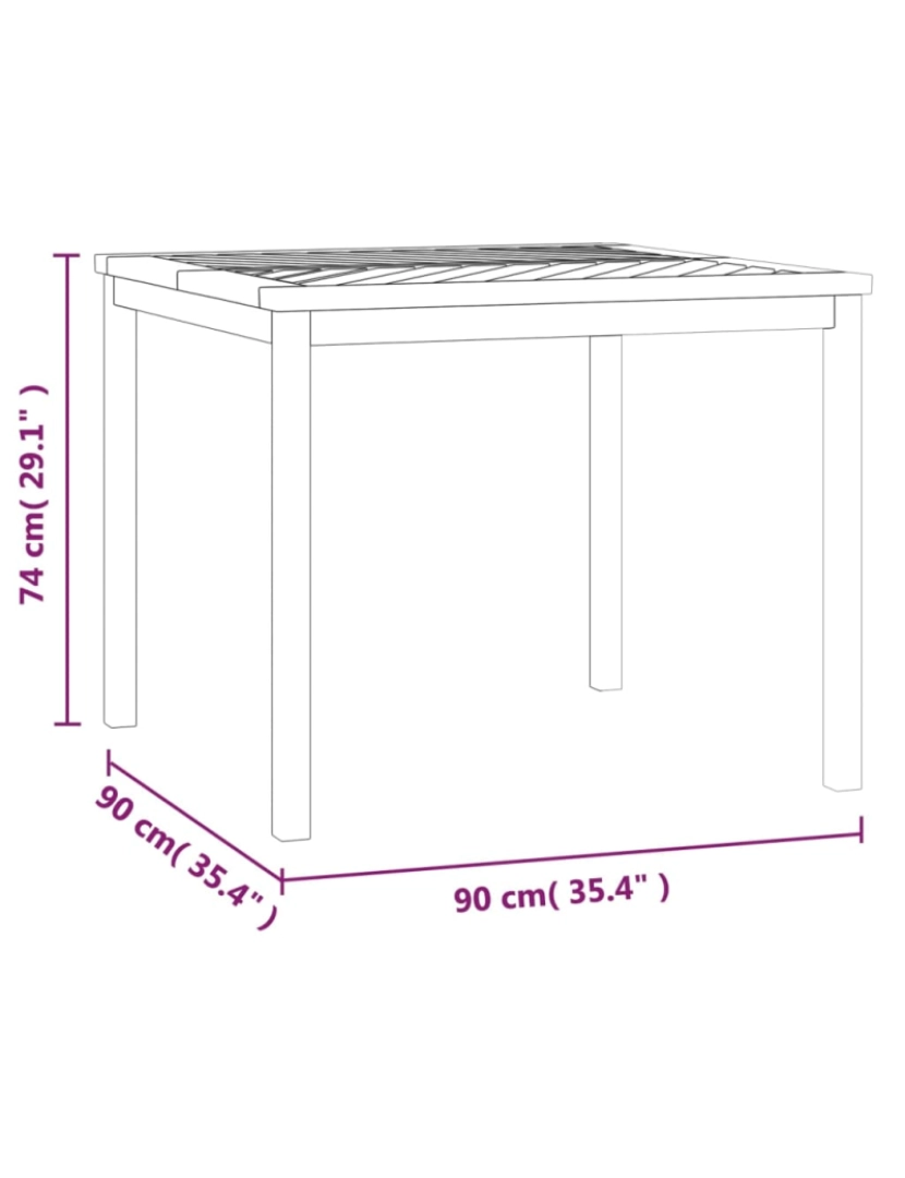 imagem de vidaXL Mesa de jantar para jardim 90x90x74 cm madeira de acácia maciça8