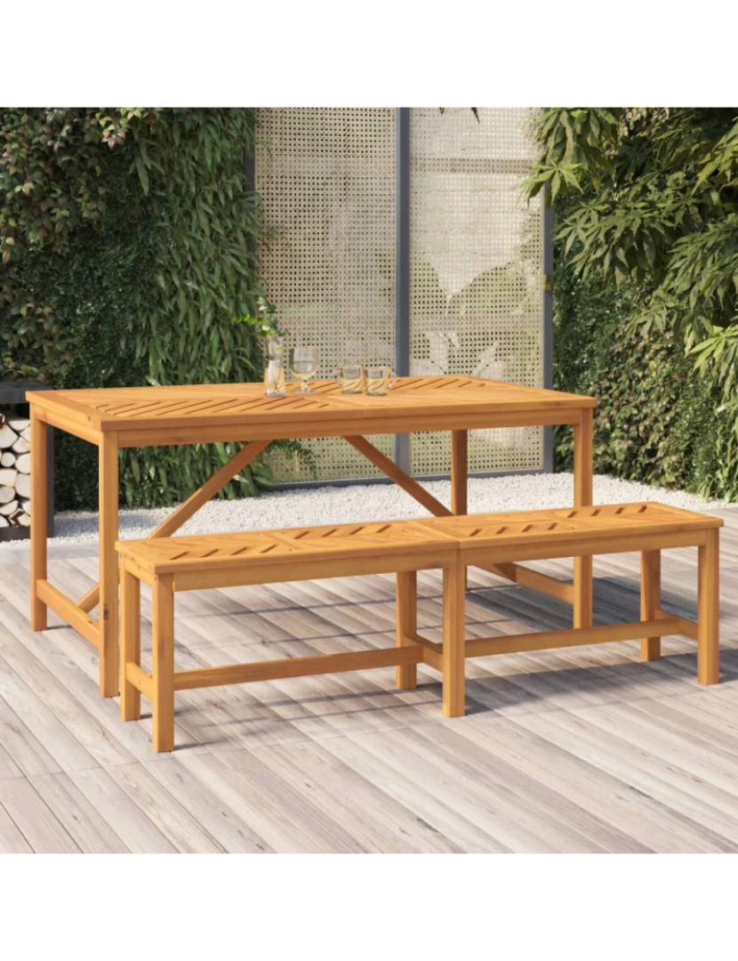 imagem de vidaXL Mesa de jantar para jardim 150x90x74cm madeira de acácia maciça2