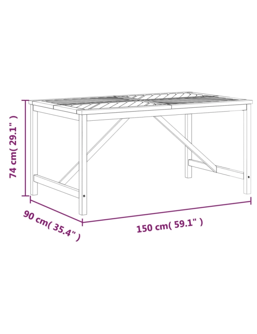 imagem de vidaXL Mesa de jantar para jardim 150x90x74cm madeira de acácia maciça8