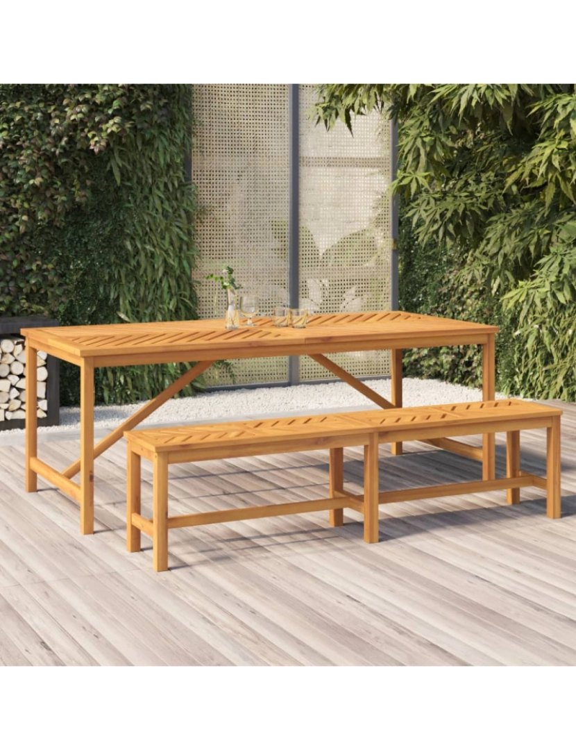 imagem de vidaXL Mesa de jantar para jardim 200x90x74cm madeira de acácia maciça2