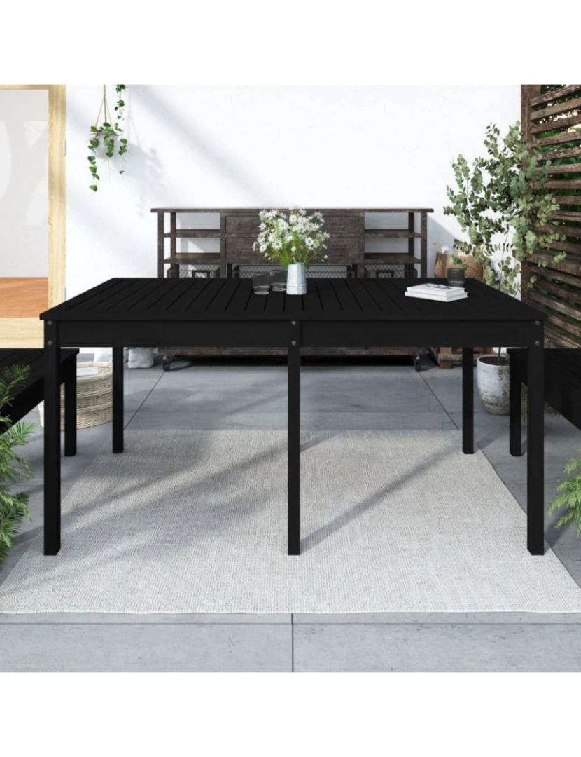 imagem de vidaXL Mesa de jardim 159,5x82,5x76 cm madeira de pinho maciça preto2